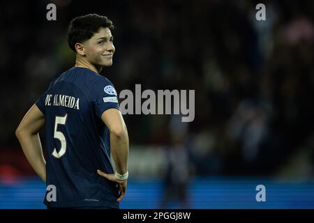 Parigi, Francia. 22nd Mar, 2023. L'ELISA De Almeida di Parigi Saint-Germain reagisce durante la prima tappa della finale della UEFA Women's Champions League tra Paris Saint-Germain e VfL Wolfsburg allo stadio Parc des Princes di Parigi, in Francia, il 22 marzo 2023. Credit: Aurelien Morissard/Xinhua/Alamy Live News Foto Stock