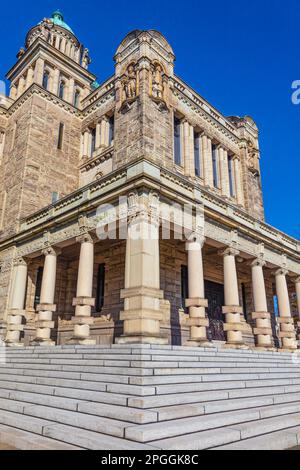 Particolare architettonico dell'edificio legislativo della Columbia Britannica in Victoria Canada Foto Stock