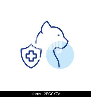 Assicurazione medica Cat. Clinica veterinaria. Icona della linea di tratto modificabile pixel Perfect Illustrazione Vettoriale