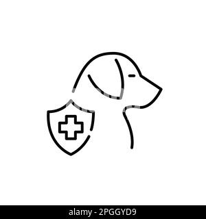 Assistenza sanitaria per cani. Assicurazione medica clinica veterinaria. Pixel Perfect, icona del tratto modificabile Illustrazione Vettoriale