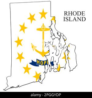 Illustrazione del vettore della mappa di Rhode Island. Economia globale. Stato in America. Nord America. Stati Uniti. America. STATI UNITI Illustrazione Vettoriale