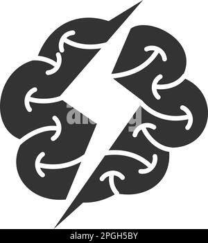 Icona modello logo Brain Bolt Illustrazione identità del marchio. Illustrazione isolata e piatta. Grafica vettoriale Illustrazione Vettoriale