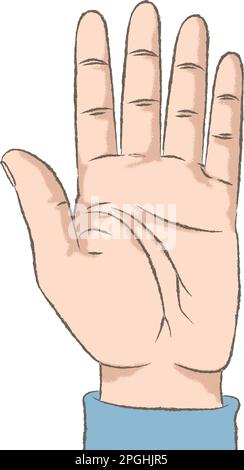 Illustrazione a colori in stile retrò con una texture ruvida di una mano che conta sulle dita. Illustrazione Vettoriale