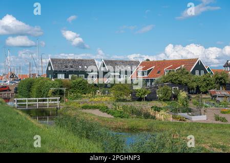 Vista storica del villaggio a Havenbuurt, Marken Island, North Holland, Paesi Bassi, Europa Foto Stock