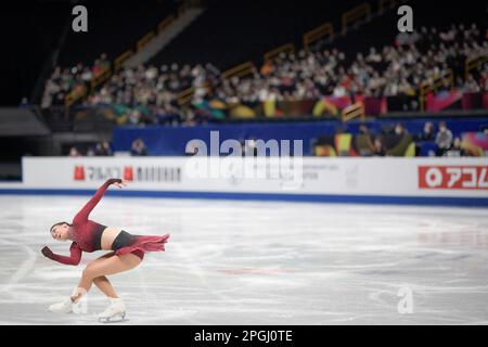 SAITAMA, GIAPPONE - 22 MARZO: Nicole Schott di Germania compete nel programma Short per le donne durante i Campionati mondiali di skating a figure 2023 della ISU alla Saitama Super Arena il 22 marzo 2023 a Saitama, Giappone (Foto di Pablo Morano/BSR Agency) Foto Stock