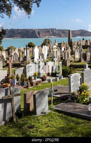 Cimitero di St Brelade's Bay sull'isola di Jersey Foto Stock