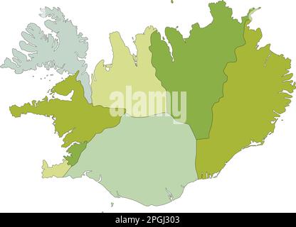 Mappa politica modificabile estremamente dettagliata con livelli separati. Islanda. Illustrazione Vettoriale
