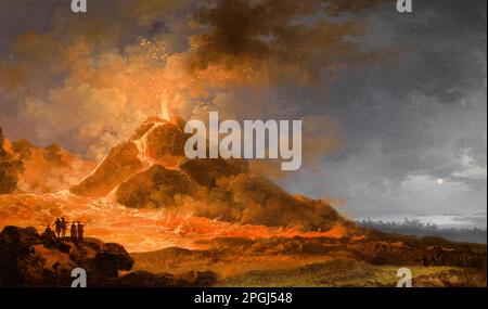 L'eruzione del Vesuvio, pittura paesaggistica in olio su tela di Pierre-Jacques Volaire, 1771 Foto Stock