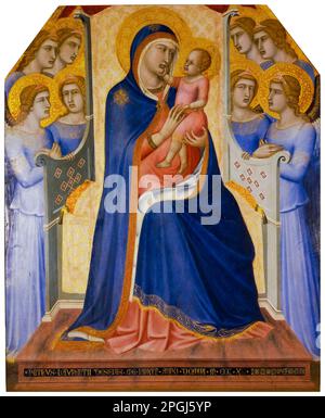 Dipinto Pietro Lorenzetti, Madonna col Bambino intronizzata con angeli, tempera su tavola, 1340 Foto Stock