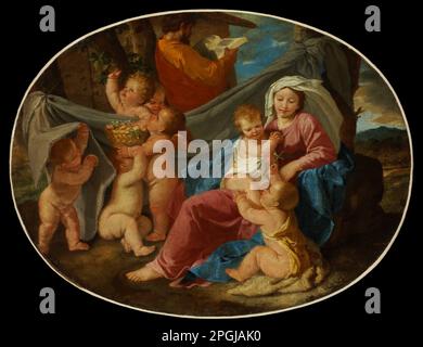 Il resto sul volo in Egitto tra il 1628 e il 1630 da Nicolas Poussin Foto Stock