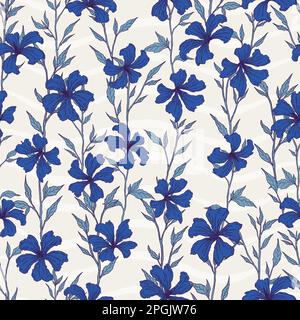 Comune fiore di mallow motivo senza cuciture floreali. Disegno vettoriale sfondo floreale. Illustrazione Vettoriale