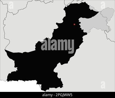 Mappa dettagliata del Pakistan Silhouette. Illustrazione Vettoriale