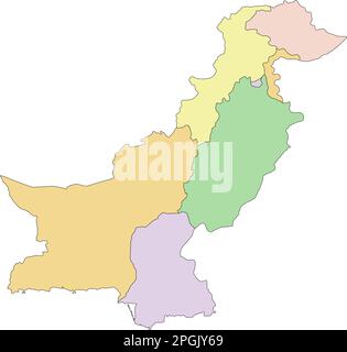 Pakistan - Mappa politica modificabile molto dettagliata. Illustrazione Vettoriale