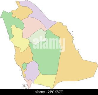 Arabia Saudita - Mappa politica modificabile molto dettagliata con etichettatura. Illustrazione Vettoriale