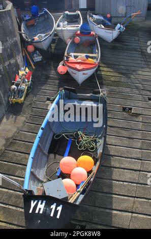 Barche da pesca a Sheringham, Norfolk Foto Stock