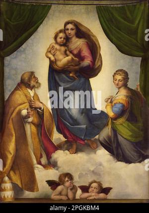 La Madonna Sistina tra circa il 1512 e circa il 1513 Alto Rinascimento (1494-1527) di Raffaello Foto Stock