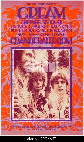 Cream (feat Eric Clapton) 1968 Grande Sala da ballo 'Paisley' Concert Poster di Gary Grimshaw. Foto Stock