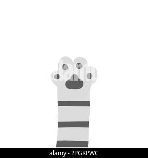 Set di scarabine per paw sinnpe Cat disegnate a mano. Cartone animato vettore divertente meow kitty concetto. Illustrazione Vettoriale