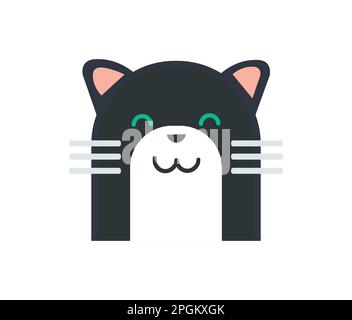 Adorabile figura vettoriale nera del gatto. Design piatto. Illustrazione Vettoriale