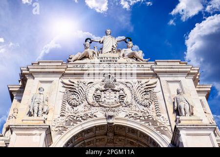 Augusta Street Arch a Lisbona, Portogallo Foto Stock