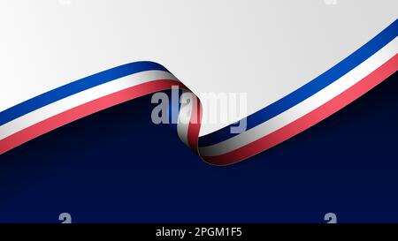 Sfondo bandiera a nastro Francia. Elemento di impatto per l'uso che si desidera fare di esso. Illustrazione Vettoriale