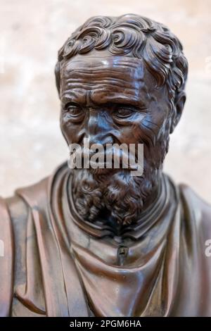 Busto ritratto di Michelangelo di Daniele de Volterra nel Museo Bargello di Firenze Foto Stock