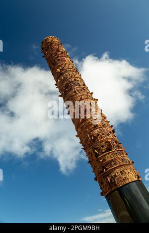 Totem, Plaza V Centenario (Piazza del V Centenario), San Juan Vecchia, Porto Rico Foto Stock