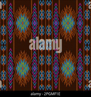 Un ornamento tradizionale di popoli e paesi dell'America Latina in cui colori ricchi attirano attenzione e ricchezza. Tappeti tessuti da donna con ornamenti Illustrazione Vettoriale