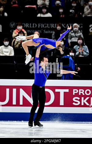 Alisa EFIMOVA & Ruben BLOMMAERT (GER), durante il Pairs Free Skating, ai Campionati mondiali di pattinaggio a figure ISU 2023, alla Saitama Super Arena, il 23 marzo 2023 a Saitama, Giappone. Credit: Raniero Corbelletti/AFLO/Alamy Live News Foto Stock