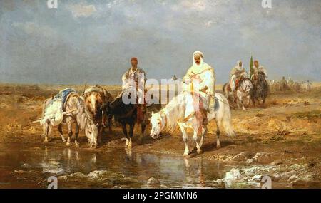 Schreyer Adolf - gli arabi annaffiano i loro cavalli 1 - Scuola tedesca - 19th e inizio 20th ° secolo - Schreyer Adolf - gli arabi annaffiano i loro cavalli 1 - Scuola tedesca - 19th e inizio 20th ° secolo Foto Stock