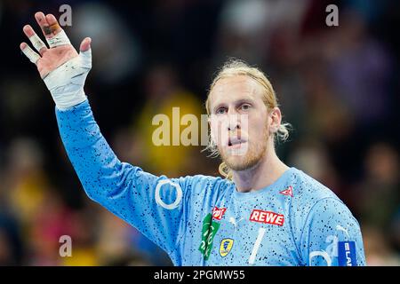 Mannheim, Germania. 23rd Mar, 2023. Pallamano: Bundesliga, Rhein-Neckar Löwen - HSV Hamburg, Matchday 24, SAP Arena. Il portiere Mikael Appelgren delle onde Rhein-Neckar Löwen. Credit: Uwe Anspach/dpa/Alamy Live News Foto Stock