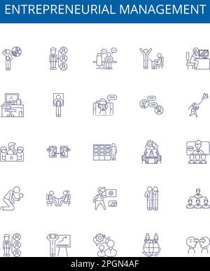 Gestione imprenditoriale linea icone segno set. Design collezione di imprenditorialità, Management, Start up, Business, strategia, Rete, rischio Illustrazione Vettoriale