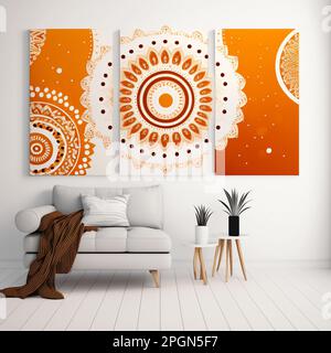 Set tre pezzi di astratto geometrico metà secolo moderna arte murale Decorazioni geometriche sulle pareti. Decorazioni minimaliste scandinave sulle pareti, Foto Stock