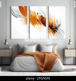 Set tre pezzi di astratto geometrico metà secolo moderna arte murale Decorazioni geometriche sulle pareti. Decorazioni minimaliste scandinave sulle pareti, Foto Stock