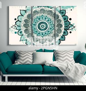 Set tre pezzi di astratto geometrico metà secolo moderna arte murale Decorazioni geometriche sulle pareti. Decorazioni minimaliste scandinave sulle pareti, Foto Stock