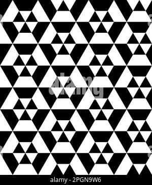 Grafica vettoriale monocromatica senza cuciture di pattern alternati di triangoli ed esagoni Illustrazione Vettoriale