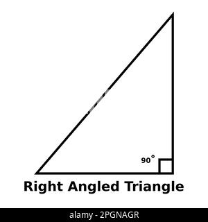 Semplice grafica vettoriale monocromatica di un triangolo ad angolo retto. Si tratta di una forma con tre lati e un angolo è un angolo retto o 90 gradi Illustrazione Vettoriale