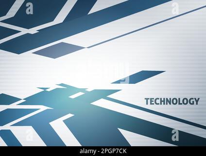 Sfondo tecnico grigio astratto con forme geometriche blu tenui. Modello grafico vettoriale futuristico Illustrazione Vettoriale