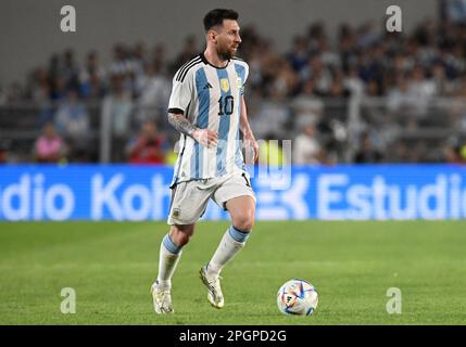 Buenos Aires, Argentina, 23th Mar, 2023. Lionel messi di Argentina, durante la partita tra Argentina e Panama, per l'International friendly 2023, allo stadio Monumental de Nunez, a Buenos Aires il 23 marzo. Foto: Luciano Bisbal/DiaEsportivo/Alamy Live News Foto Stock