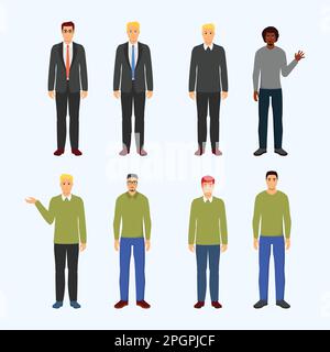 Set di personaggi, datore di lavoro e dipendente per ufficio Smart Guy Illustrazione Vettoriale