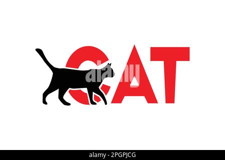 Cat, logo Wordmark, animale, lettera Cat con icona Illustrazione Vettoriale