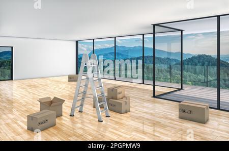 3d rendering di una stanza vuota Foto Stock