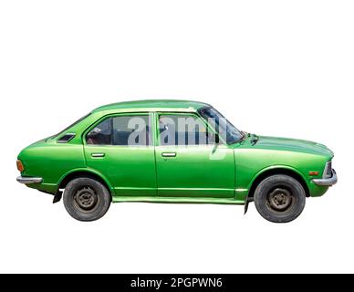 Toyota corolla seconda generazione E20 modello 1970 isolato su sfondo bianco Foto Stock