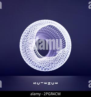 Sfera con linee collegate e punti. Rappresentazione a wireframe. Abstract griglia 3d design. Lo stile di tecnologia. Illustrazione Vettoriale