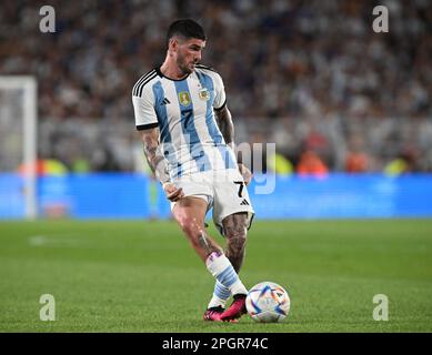 23rd marzo 2023: Belgrano, Buenos Aires, Argentina: Calcio internazionale amichevole, Argentina contro Panama: Rodrigo De Paul di Argentina Foto Stock