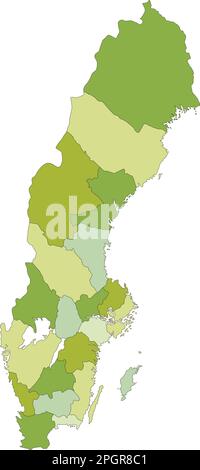 Mappa politica modificabile estremamente dettagliata con livelli separati. Svezia. Illustrazione Vettoriale