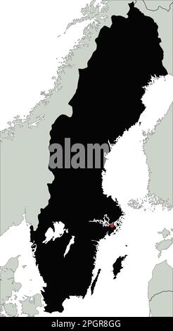 Mappa della Silhouette della Svezia molto dettagliata. Illustrazione Vettoriale