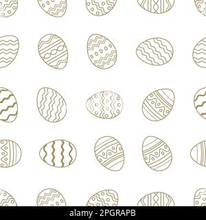 Uovo di Pasqua senza cuciture vettore. Oro incorniciato uova contorno. Sfondo isolato. Senza cuciture su tutti e quattro i lati. Possibilità di dimensioni senza fine del motivo. Illustrazione Vettoriale