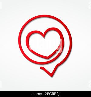 Icona a cuore rosso, elementi di design per San Valentino, illustrazione vettoriale eps10 Illustrazione Vettoriale