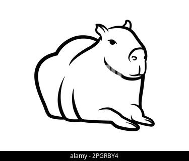 Capybara Loaf posa o relax posa Illustrazione visualizzata con stile Silhouette Illustrazione Vettoriale